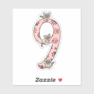 Siamese Cat Ninth Birthday For Kids Cats Sticker