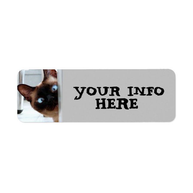SIAMESE CAT PEEKING-RÜCKSENDEADRESSEN-AUFKLEBER (Vorne)