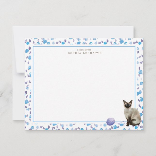 Siamese Cat Personalisiert Stationery Mitteilungskarte (Vorderseite)