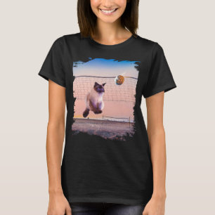 Siamese Cat Playing Beach Volleyball T-Shirt
