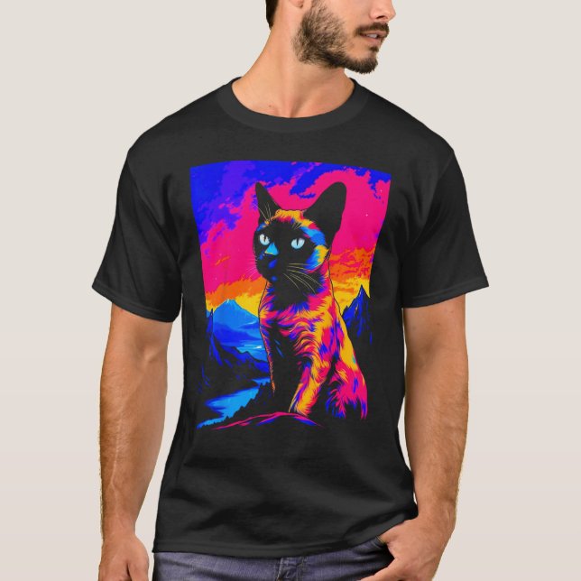 Siamese Cat Pop Art T-Shirt (Vorderseite)
