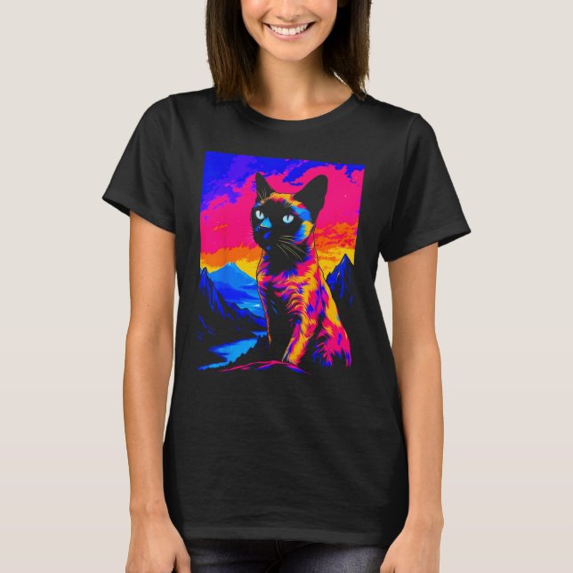 Siamese Cat Pop Art T-Shirt (Vorderseite)