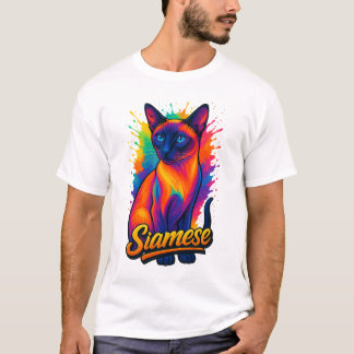 Siamese Cat Pop Art - Vibrannt Neon Street Style T-Shirt