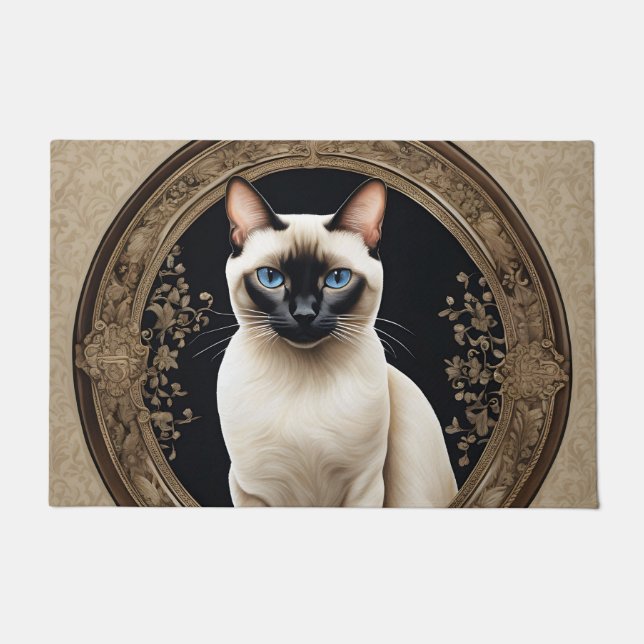 Siamese Cat Portrait Elegant Fußmatte (Vorderseite)