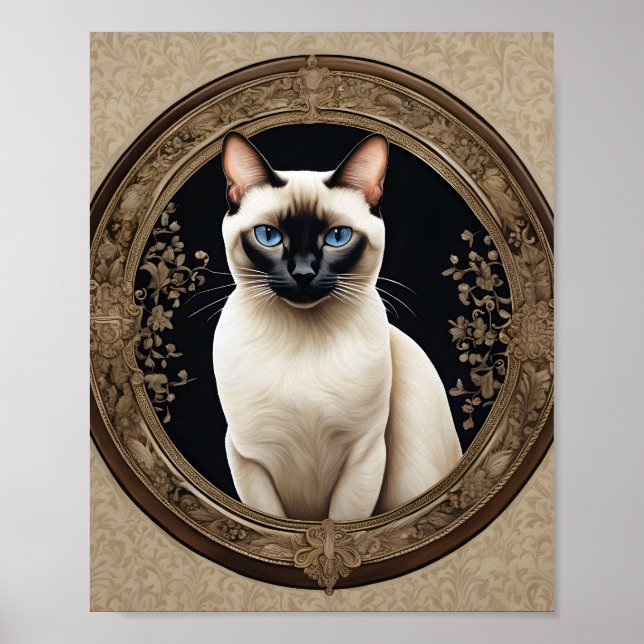 Siamese Cat Portrait Elegant Poster (Vorne)