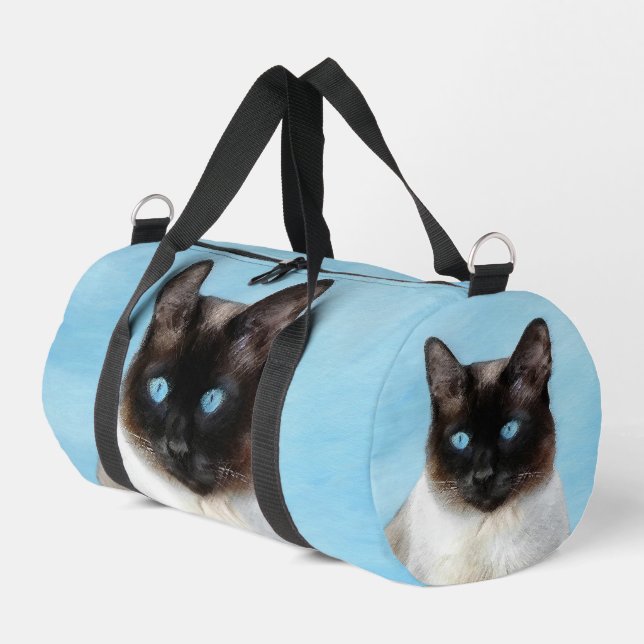 Siamese Cat Portrait Malerei Niedliche Originalkun Duffle Bag (Linke Seite)