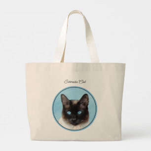 Siamese Cat Portrait Malerei Niedliche Originalkun Jumbo Stoffbeutel