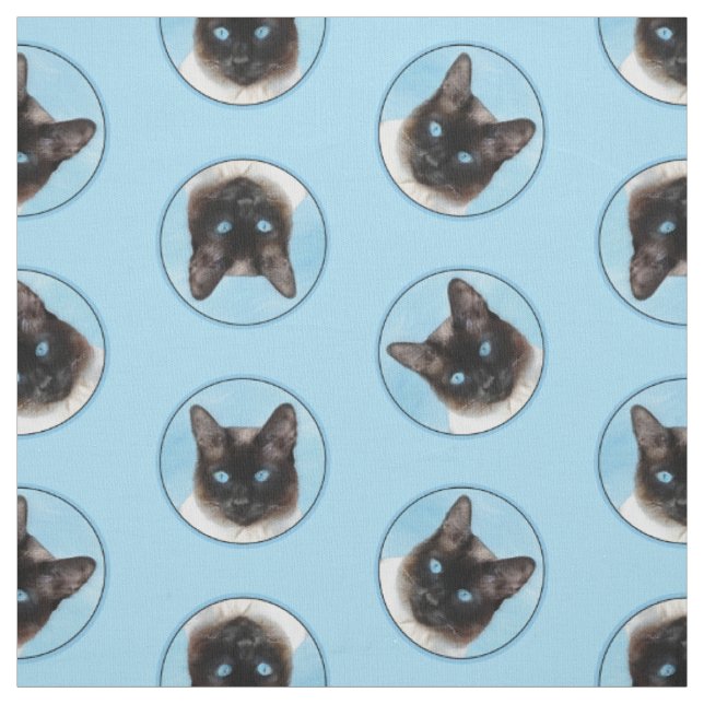 Siamese Cat Portrait Malerei Niedliche Originalkun Stoff (Muster)