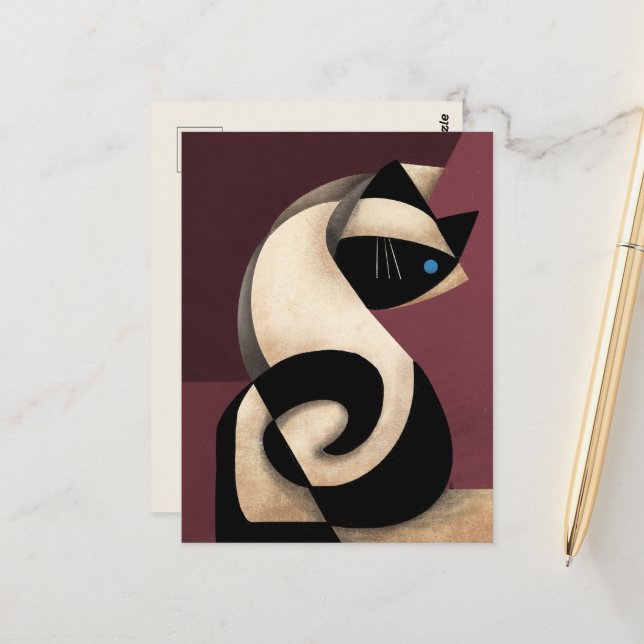 Siamese Cat Postkarte (Vorderseite/Rückseite Beispiel)
