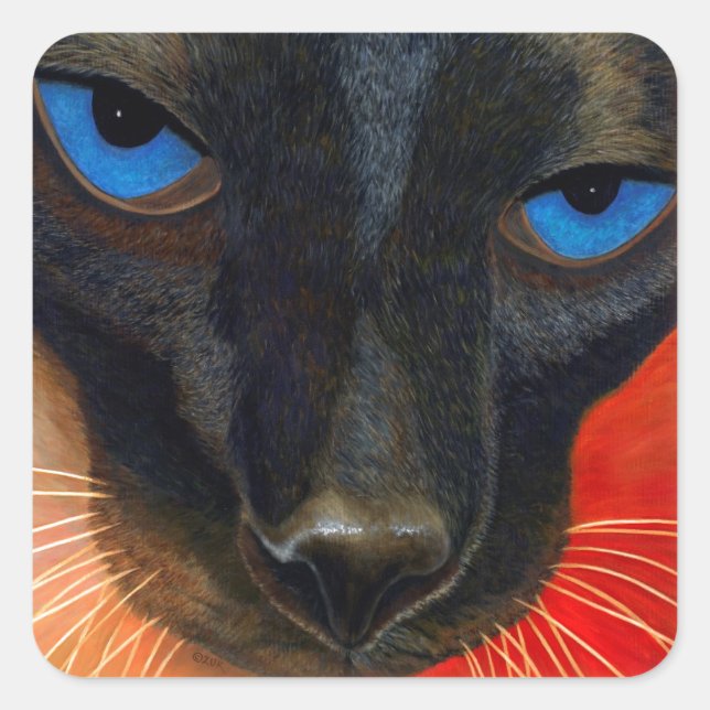 Siamese Cat Quadratischer Aufkleber (Vorderseite)