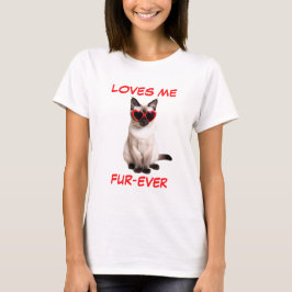 Siamese Cat Red Heart Heart Shaped Sonnenbrille T-Shirt