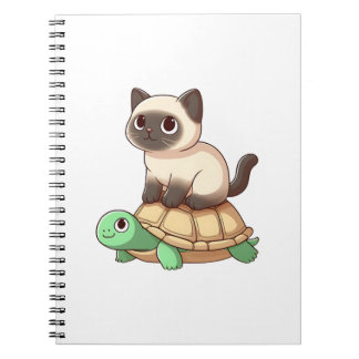 Siamese cat rides turtle Copy Notizblock
