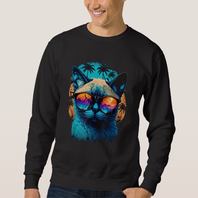 Siamese Cat Rocking Summer Outfits with Stylish Gl Sweatshirt (Vorderseite)
