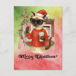 Siamese Cat Sending Message Frohe Weihnachten