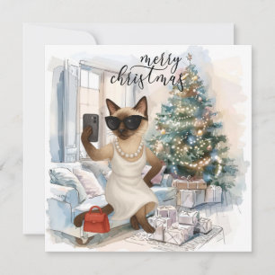 Siamese Cat Sending Message Frohe Weihnachten