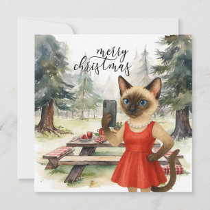Siamese Cat Sending Message Frohe Weihnachten