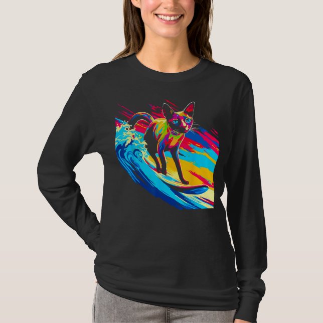 Siamese Cat Surf T-Shirt (Vorderseite)
