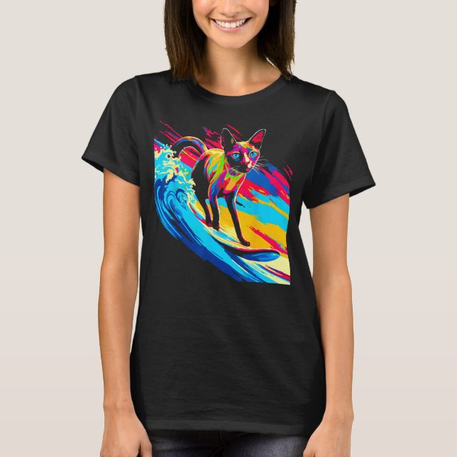 Siamese Cat Surf T-Shirt (Vorderseite)