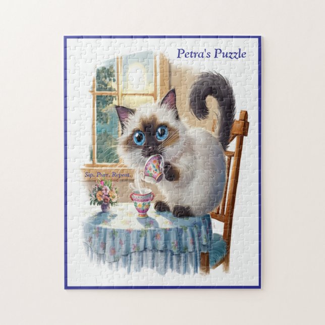 Siamese Cat & Tea Time Jigsaw Puzzle (Vertikal)