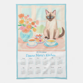 Siamese Cat, Teacups & Tea Towel Calendar Too Geschirrtuch