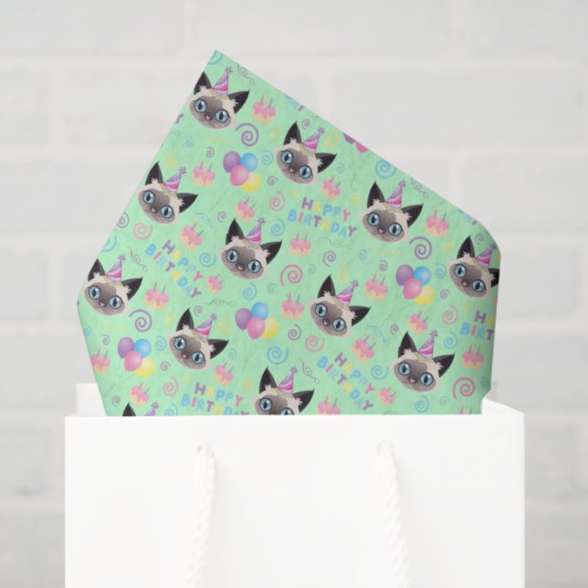Siamese Cat Tissue Paper in Green Seidenpapier (Geschenk Tasche)