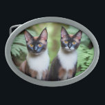 Siamese Cat Twins, Gürtelschnalle<br><div class="desc">Bilder sind Siamkatzen-Zwillinge</div>