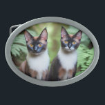 Siamese Cat Twins, Gürtelschnalle<br><div class="desc">Bilder sind Siamkatzen-Zwillinge</div>