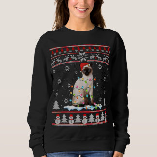 Siamese Cat Ugly Christmas Lights Funny Cat Lover Sweatshirt