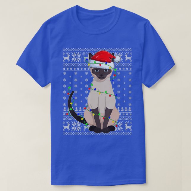 Siamese Cat Ugly Sweater Style Santa Siamese Cat C T-Shirt (Design vorne)