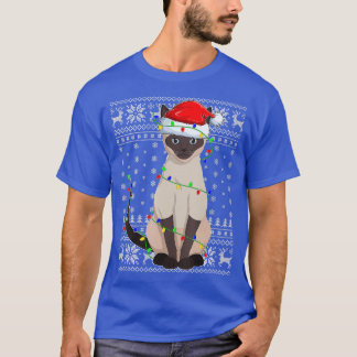 Siamese Cat Ugly Sweater Style Santa Siamese Cat C T-Shirt