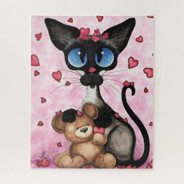 Siamese Cat Valentines Day by Bihrle Puzzle (Vertikal)