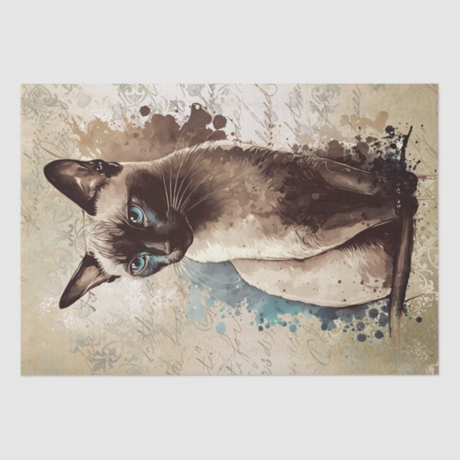 Siamese Cat Watercolor Seidenpapier (Vorderseite)