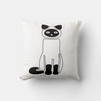 Siamese Cat White Pillow – Minimalist Cat Accent Kissen