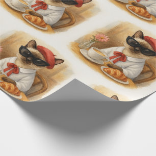 Siamese Cat with Breakfast Geschenkpapier