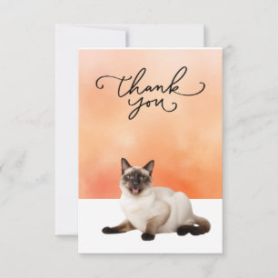 Siamese Cat with Dankeschön Wort Wasserfarbe Dankeskarte