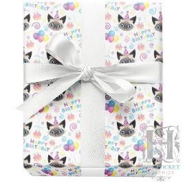 Siamese Cat Wrapping Paper in White Geschenkpapier