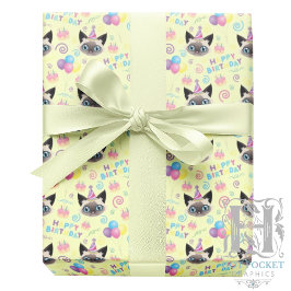 Siamese Cat Wrapping Paper in Yellow Geschenkpapier