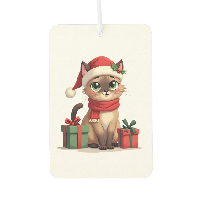Siamese Cat Xmas Holiday Santa Siamese Cat Christm Autolufterfrischer (Vorderseite)