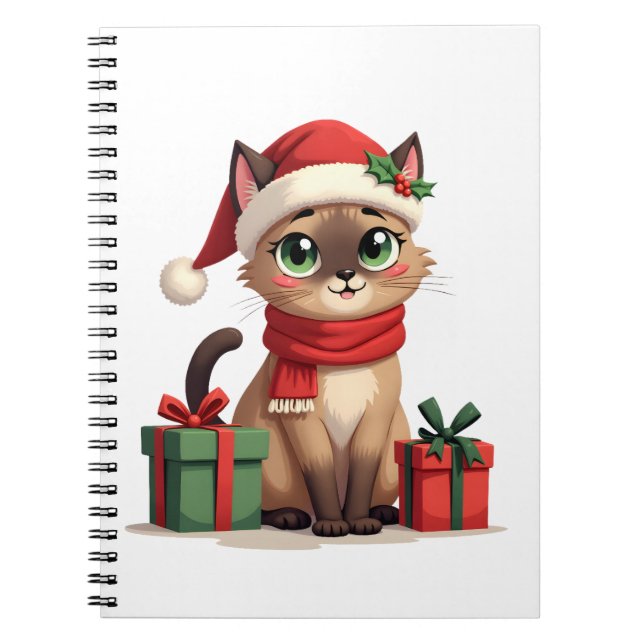 Siamese Cat Xmas Holiday Santa Siamese Cat Christm Notizblock (Vorderseite)