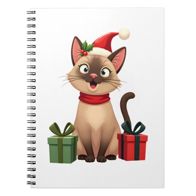 Siamese Cat Xmas Holiday Santa Siamese Cat Christm Notizblock (Vorderseite)