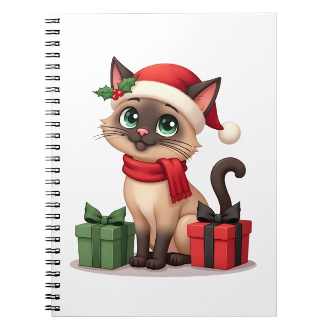 Siamese Cat Xmas Holiday Santa Siamese Cat Christm Notizblock (Vorderseite)