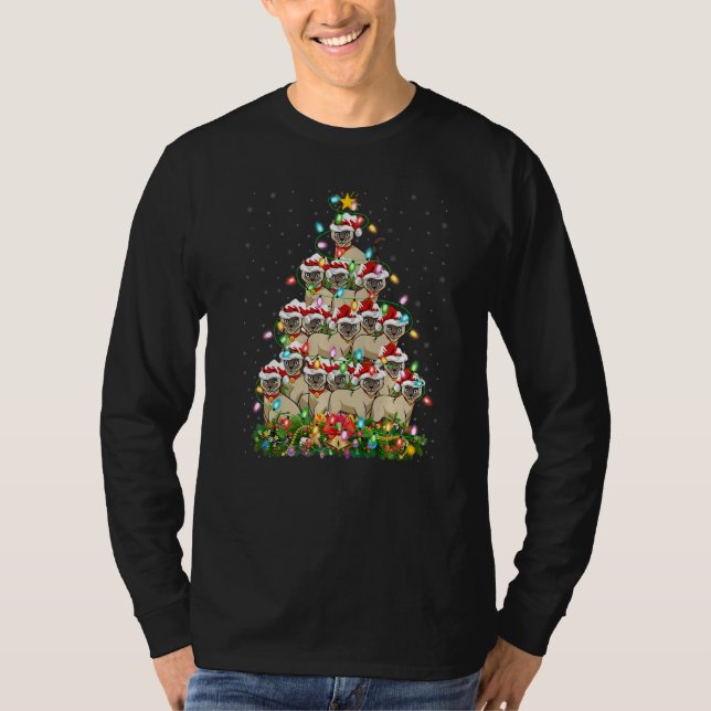 Siamese Cat  Xmas Santa Siamese Cat Christmas Tree T-Shirt (Vorderseite)