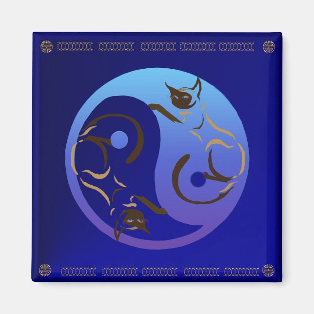Siamese Cat Yin und Yang Magnet (Vorne)