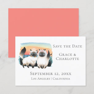 Siamese Cats Gay Lesbian Couple Save the Date Einladung