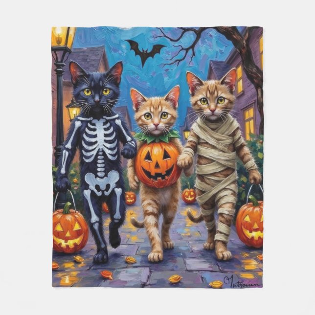 Siamese Cats Trick-or-Treating Halloween Costumes Fleecedecke (Vorderseite)