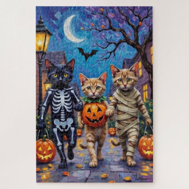 Siamese Cats Trick-or-Treating Halloween Costumes Puzzle (Vertikal)