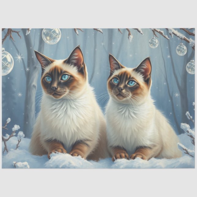 Siamese Christmas Cats Tissue Paper Seidenpapier (Vorderseite)