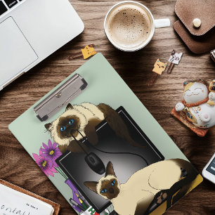 Siamese Computer Cats Mischief Klemmbrett