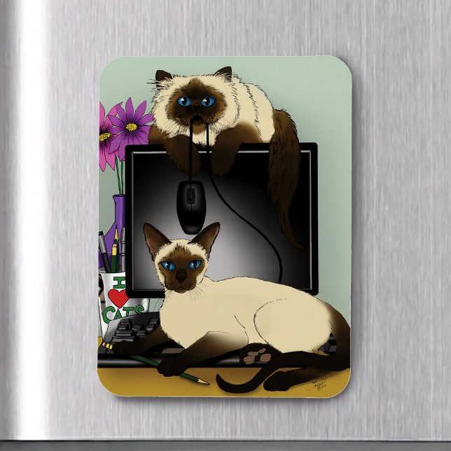 Siamese Computer Cats Mischief Magnet (Von Creator hochgeladen)
