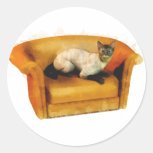 Siamese Couch Cat Runder Aufkleber